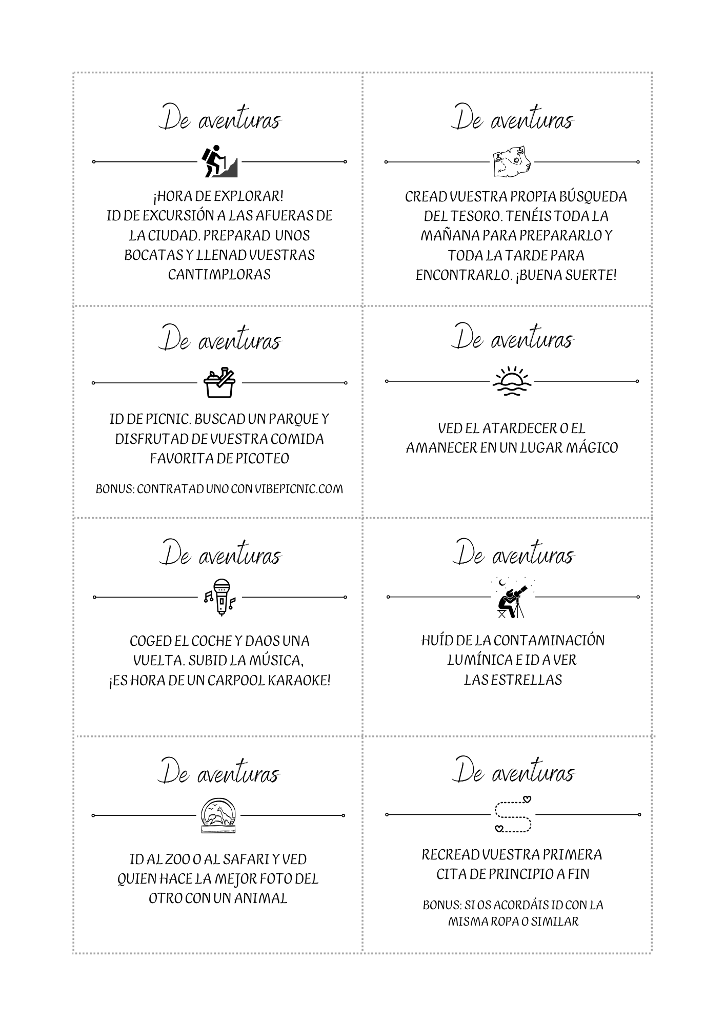Planes de Pareja - Formato Digital para imprimir
