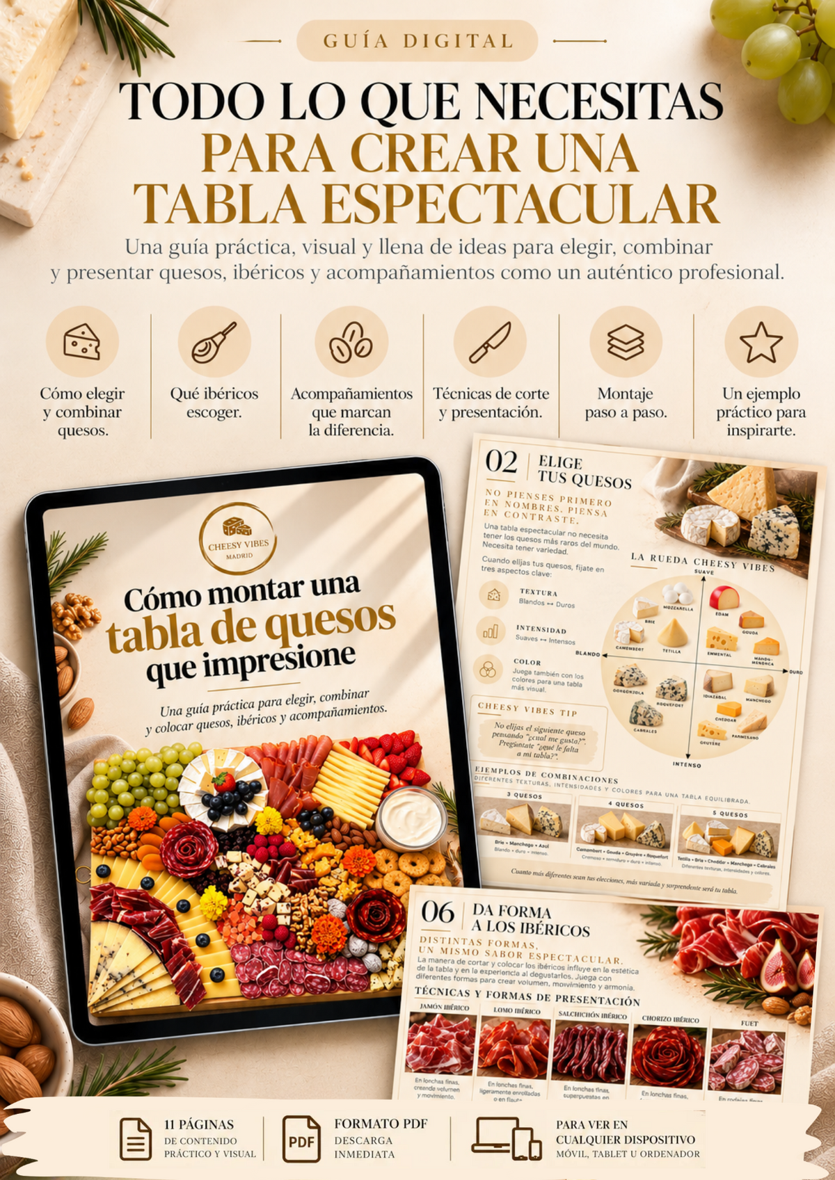 Aprende a hacer un tabla de quesos e ibericos que impresione