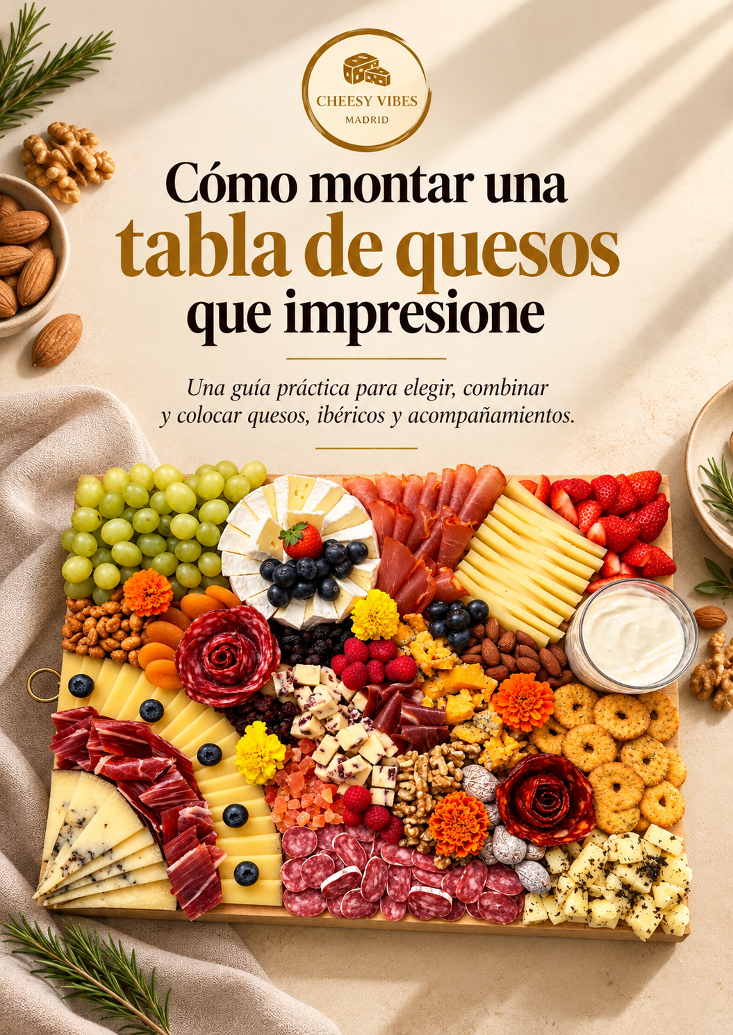 Guia en pdf para elegir, combinar y colocar quesos ibericos y acompañamientos para una tabla
